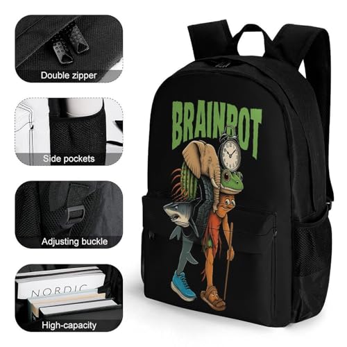 Italian-Brainrot Merch Backpack With Pocket Italian-Brainrot Meme Travel Backpack 42x30.5cm3