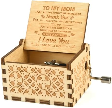 You are My Sunshine Music Box, Son Daughter Gifts for Mom, Personalized Laser Engraved Vintage Design Wooden Music Boxes, Mothers Day Birthday Mom Gifts from Daughter Son