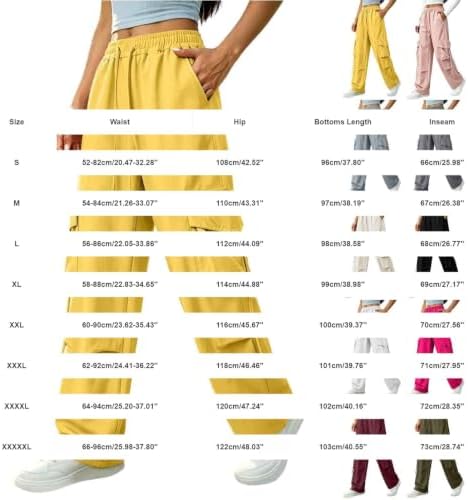 Cargo Pants for Women Elastic Waist Baggy Parachute Pants with Pockets - 3