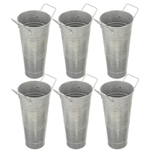 Vases à fleurs rustiques en métal galvanisé lot de 6 pièces