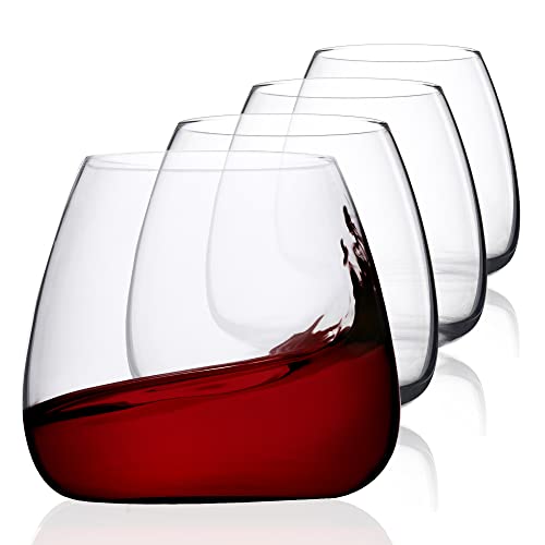 Sipour Weinglas Stiellose 4er-Set 400ml mit Stiel - bruchsicher & elegantes Design - Weingläser Wein-Glas Weißweinglas Weißweingläser Rotweinglas Rotweingläser - Barkeeper-Set Wein-Zubehör Cover