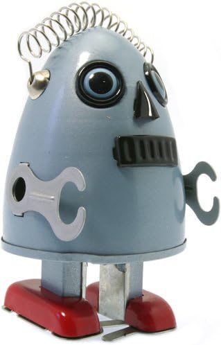 Jesters Egg man tin wind up robot Blue mechanical clockwork retro tin toy replica