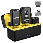 NEEWER CM28 (1 RX + 2 TX + Charging Case), Wireless Lavalier Microphone, Smart Noise Cancelling, 48KHz/16Bit 9 Hrs Uncompressed Recording, 656ft/200m Range, Lav Mic for iPhone, Android, Camera