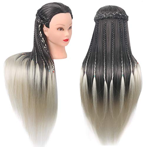 26\" Cosmetology Mannequin Head with Hair, Mcwdoit Mannequin Manikin Head Hair Practice Cosmetology Hair Doll Head Styling Hairdressing Training Braiding Heads with Clamp Holder and Tools - Thumbnail 2