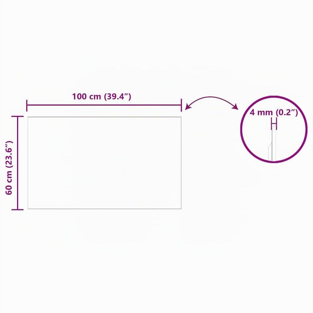 vidaXL Wandspiegel Rechtwinklig 100 x 60 cm Gehärtetes Glas, Moderner Badezimmerspiegel, eleganter Wandschmuck, rahmenloses, minimalistisches, reflektierendes Glas