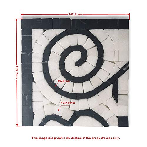 Stone Center Online Floral Milano Thassos White Nero Marquina Black 4X4 Marble Mosaic Border Corner Tile Honed Kitchen Bath Wall Floor Backsplash Shower (1 Piece) #TOP3