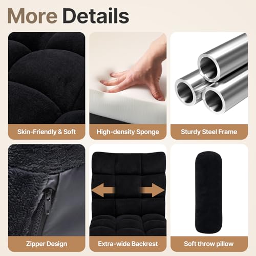 Image of HOPERAN Floor Chair with Back Support, 6-Poistion Adjustable Floor Gaming Chair for Adults, Padded Reclining Floor Chair, Folding Floor Chairs for Meditation, Sleeping, Reading, Gaming, Black