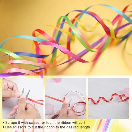 Image of 6 Rolls Curling Ribbon Set - 10m Each Roll, 0.5cm Wide | Assorted Fresh Colors | Metallic Balloon String for Gift Wrapping, Crafts, Florist, Wedding & Party Decoration | Polypropylene Material