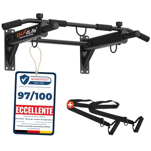 DH FitLife Sbarra Trazioni a Muro 4 in 1 con Tasselli ad Espansione, Pull-Up Bar Multifunzione per...