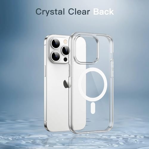 Image of Magnetic Case for iPhone 13 Pro Compatible with MagSafe, Shockproof Phone Bumper Cover, Anti-Scratch Clear Back (Clear)
