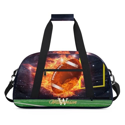 Kids Duffle Bag Personalized Gym Bag Overnight Bags, Ideal for Travel and Sports, Suitable for Men Women for Gym, Dance, Yoga, Durable Waterproof Sport Overnight Handbags Rugby Fire