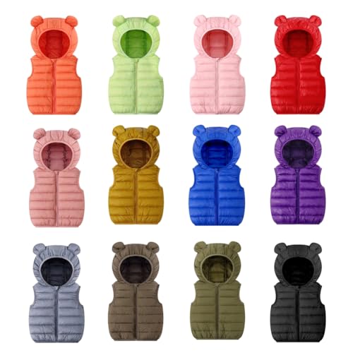Hotfiary Toddler Vests for Girls Boys Padded Sleeveless Jackets Winter Puffer Outerwear Faux-Down Packable Kids Hoodies 1-7Y4