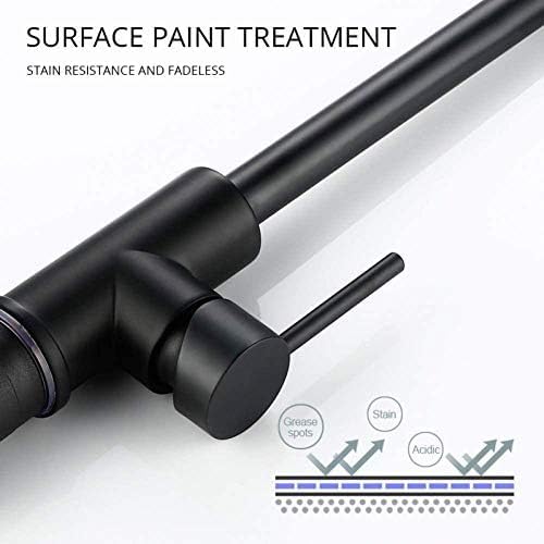 Robinet de cuisine noir chaud et froid orientable à commande unique