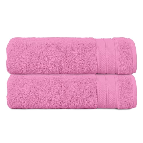 Image of Elegant Comfort Three Line Popcorn Towel Set for Bathroom 27 x 54 inches, Premium Hotel Quality 2-Pack Bath Towels, 100% Turkish Cotton, Soft and Durable, Quick Dry and Highly Absorbent, Light Pink