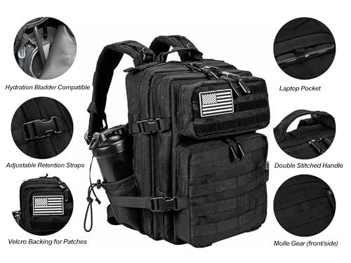 Image of LHI Tactical Military Backpack for Men and Women 25L /35L Army Assault Pack Bag Small Rucksack with Bottle Holder