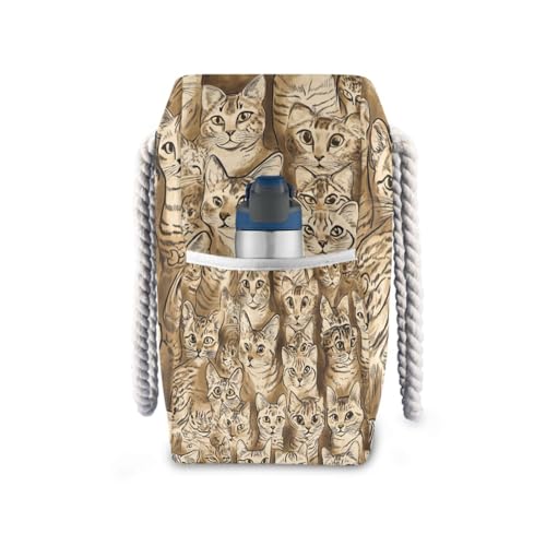 Yellow Leopard Print Cats Duffel Bags For Traveling Waterproof Sandproof with side pockets Large Bag Travel Tote for Pool Gym Grocery Travel3