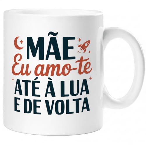 360 Onlineprint Canecas para mãe - presente dia da mãe | caneca de cerâmica 325 ml, Até à Lua e de Volta
