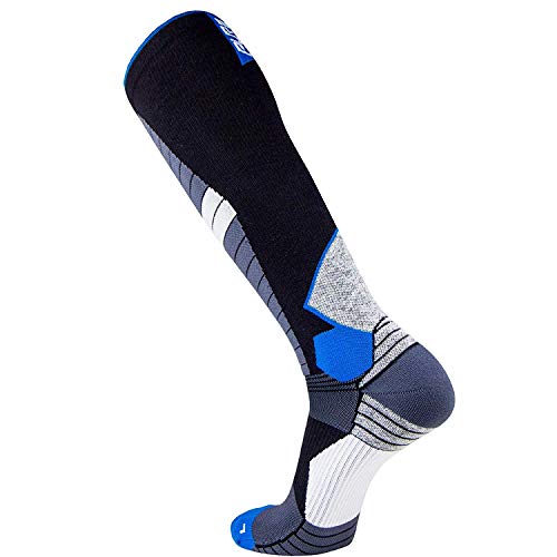Thermal Compression Ski Socks – Warm Socks For Skiing And Snowboarding (Large, 3 Pack - Black/Blue) #TOP2