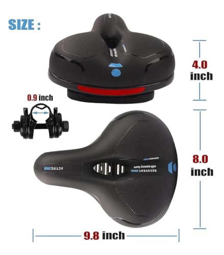 Image of LUVINA Universal Bike Seat Cushion, Wide Soft Bicycle Saddle with Dual Shock Absorber, Waterproof PU Leather & Reflective Backlight, Comfort Memory Foam Cycle Seat (Bike Seat (25x20x10cm))