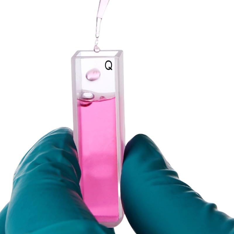 Cubeta de cuarzo de, paso óptico de 10 mm - Paquete de 2, celda de espectrofotómetro de fondo redondo de 3,5 ml
