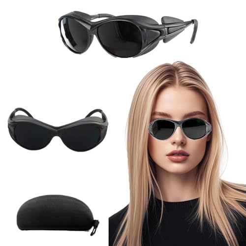 Fleymu Gafas de Seguridad para Mitocondrias Rojas, Gafas de Seguridad Láser IPL Profesionales de 200-2000 nm para Protección UV, Gafas de Seguridad Infrarrojas, Depilación Láser, Belleza