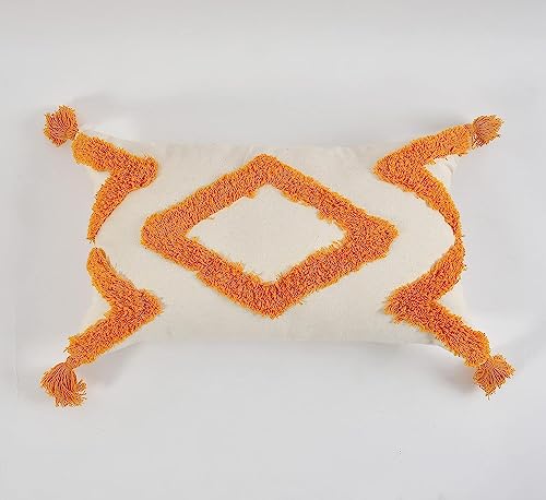 Image of Sofa Cushion Cover Cotton for Living Room Couch Soft Pillow Cover 12x20 Inch New Yellow Diamond Pack of 1