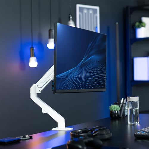 Image of VIVO Heavy Duty Single Monitor Tension Arm for up to 27 inch Screens, Holds 14.3 lbs, Premium Desk Mount Stand, White, STAND-V101OW