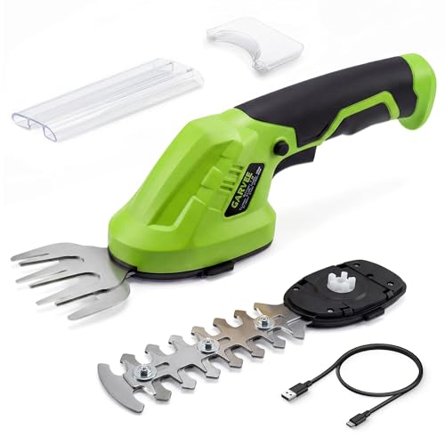 2-in-1 Electric Handheld Hedge Trimmer, Cordless Grass Shear & Shrub Trimme, Lightweight Rechargeable Bush Trimmers, with Type-C Cable, Dual Safety Switch, Brushless Motor, for Yard, Lawn, Garden