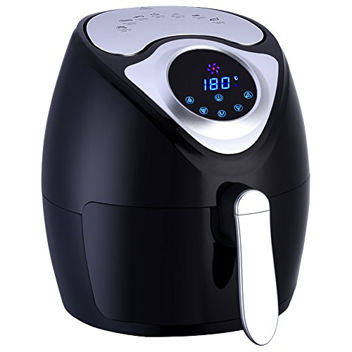 Ejoyous 7-in-1 Electric Air Fryer Deep Oven Oilless Cooker with Recipe, 2.6 Quart 1300 W, Time and Temperature Display, Touch Screen Control, Detachable Dishwasher Washable Basket