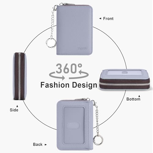 Image of Mayski Credit Card Holder, Zipper Credit Card Wallet for Women, Small Accordion Card Cases Holder, KeyChain Wallet, Business Card Holder, Canel Blue