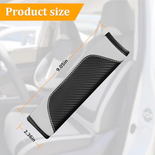 Image of Osilly 2PCS Car Seat Belt Cover, Carbon Fiber Seatbelt Shoulder Protection, Soft Car Seat Belt Strap Cushion Protect Your Neck and Shoulder, Car Accessories Seat Belt Pad for Car Truck (White)