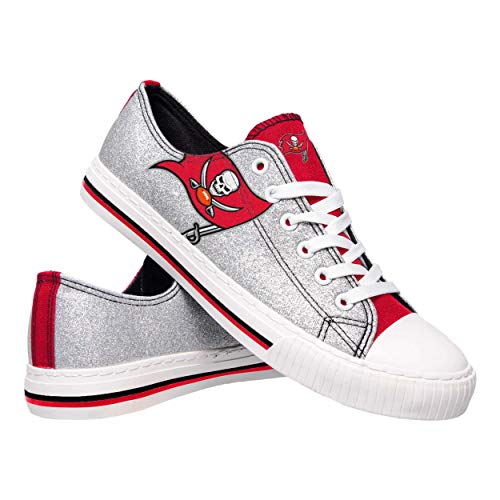 FOCO Tampa Bay Buccaneers Womens Glitter Canvas Shoes 10