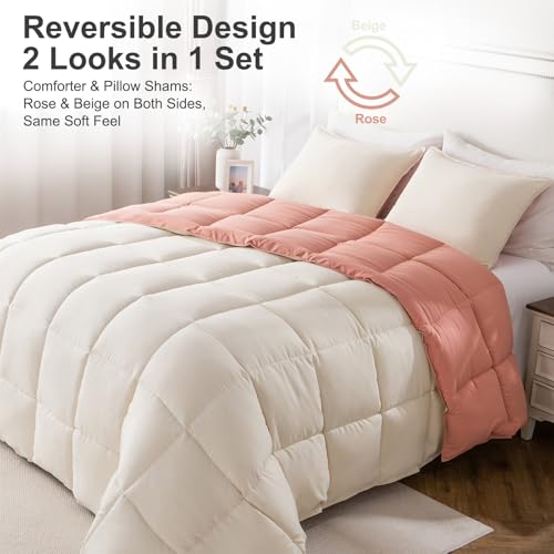 Image of KASENTEX Twin Comforter Set, Reversible, Goose Down Alternative, All Season