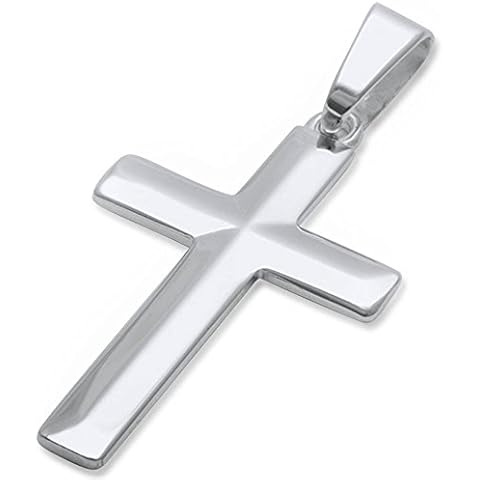 Diamond Cut Solid Cross .925 Sterling Silver Pendant 1" Long Cover