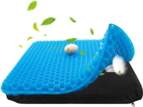 ROADDPMATE Gel Seat Cushion, Double Thick Gel Seat Cushion, Egg Seat Cushion with Honeycomb Design, for Office Chairs, Wheelchairs, Relief Sciatica Tailbone & Back Pain (18.9 x 18.7 x 1.7 in)