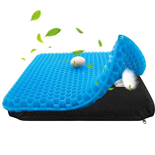 Roaddpmate Gel Seat Cushion, Double Thick Gel Seat Cushion, Egg Seat Cushion With Honeycomb Design, For Office Chairs, Wheelchairs, Relief Sciatica Tailbone & Back Pain (18.9 X 18.7 X 1.7 In) #TOP1