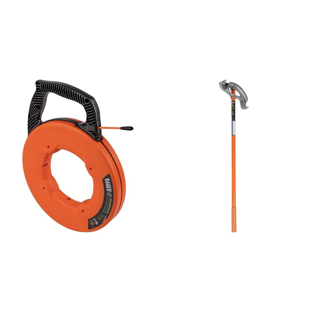 Klein Tools 56383 Non-Conductive 100-Foot Electrical Fish Tape, Multi-Groove Fiberglass Wire Puller with Nylon Tip, Optimized Housing and Handle & 32581 Precision Screwdriver Set