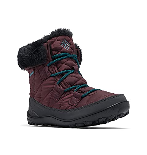 Columbia unisex child Minx Shorty Omni-heat Waterproof Hiking Boot, Epic Plum/River Blue, 4 Big Kid US