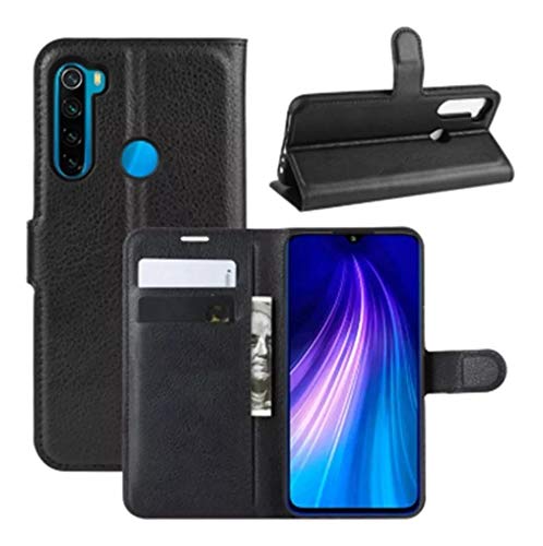Capa Carteira (Preta) Flip Antishock Xiaomi Redmi Note 8 6.3 + Película de Gel