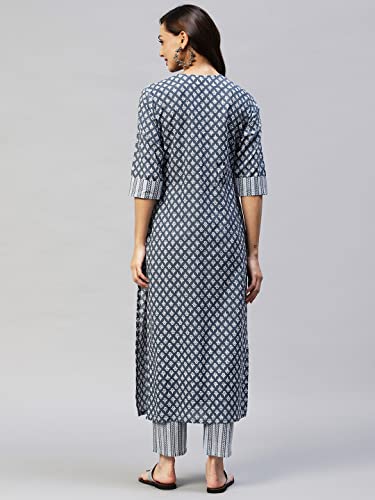 Image of ANNI DESIGNER Cotton Blend Women Kurta Pant Set