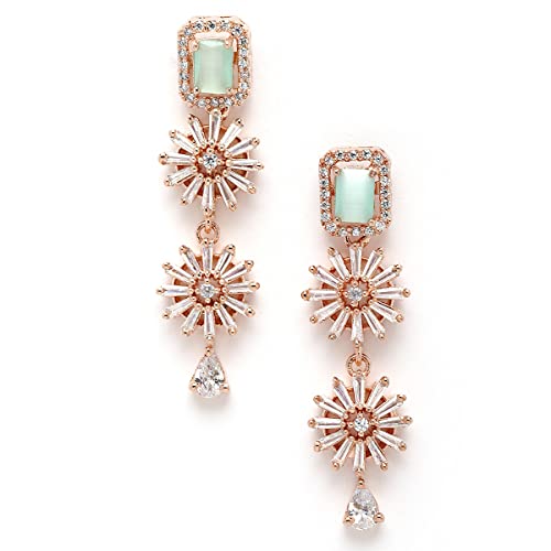 Image of Karatcart Silver Tone Green American Diamond Studded Necklace Set for Women