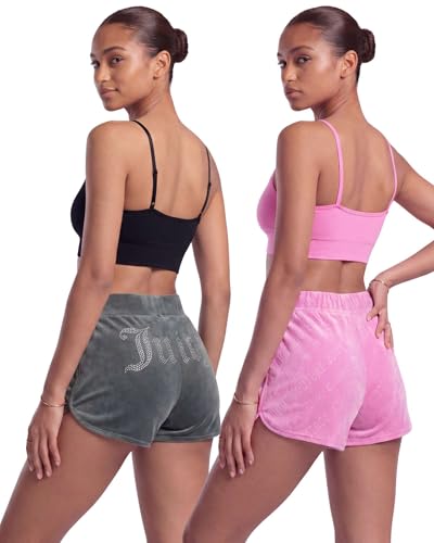 Image of Juicy Couture Women's 2-Pack Sleep and Lounge Velvet Fleece Dolphin Shorts
