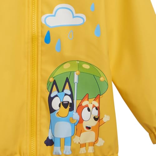 Bluey Yellow Zip Up Waterproof Rain Jacket Toddler to Little Kid Sizes (2T - 7-8)3