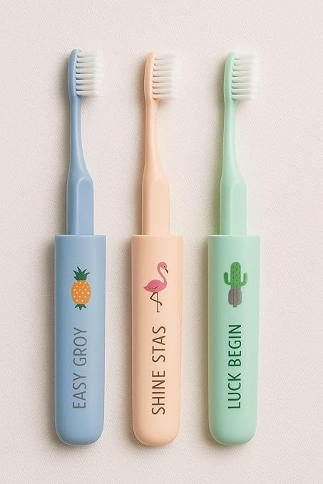 Image of Multicolor Travel Toothbrush Cover Case Set of 3 - Portable Toothbrush Head Protector with Ventilation Holes - Hygienic Toothbrush Cap for Travel & Storage