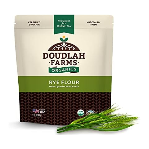 Organic Rye Flour 5lb by Doudlah Farms - Farmed From Regenerative Soil | Vegan, Non-GMO, Grown In USA | For Baking Sourdough, Bread, and More! Cover