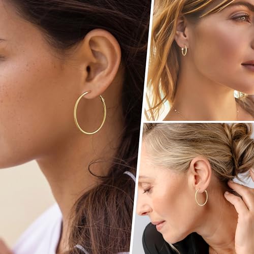 Image of DAILY VIBES Simple Big Thin Hoop Earrings for Women Trendy, 3 Pairs