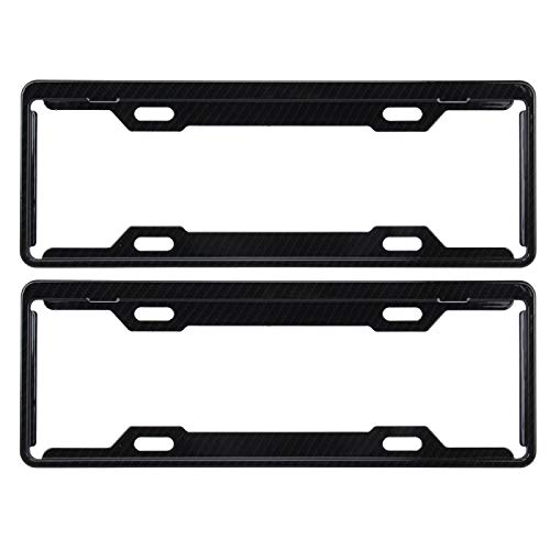 2 PCS Carbon Lead License Plate Frame Simple and Beautiful CAR License Plate Frame Holder Universal License Plate Holder (Black) Model_No.MSSPNL102