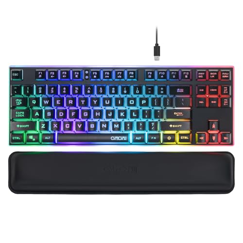 CHONCHOW 87 Keys TKL Wired Gaming Keyboard with Wrist Rest, Detachable USB-C Cable, RGB Backlight,...