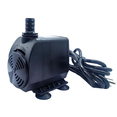 Teamson Home 635 GPH 50W Adjustable Submersible Water Pump with a 6 ft. Power Cord and 3 Different Nozzles for Fish Tank, Pond, Aquarium, Fountains, and Hydroponic Systems, Black