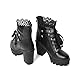 FOREADA Goth Boots Chunky Heel Boot For Women Ankle Combat Booties Black Platform Bootie Buckle Rivets Punk Goth Shoes With Zipper